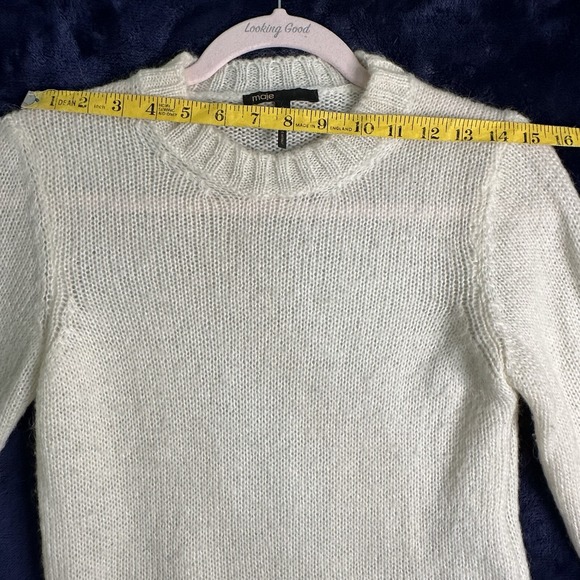 Maje Womens White Ecru Mohair Crew Neck Long Sleeve Pullover Sweater Knit Size S - Picture 10 of 16